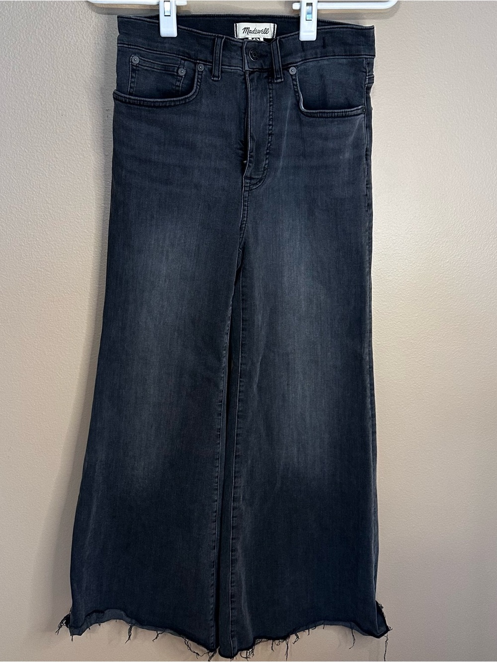 Madewell Flared Wide-Leg Crop Jeans Size 27 Black Chasm High Rise NU006